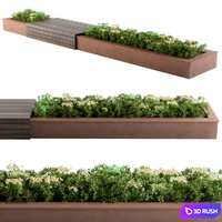 Urban Garden with bench 3D Model Vray, Corona