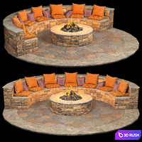 Campfire place 3D Model Vray, Corona