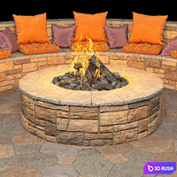 Campfire place 3D Model Vray, Corona