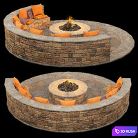 Campfire place 3D Model Vray, Corona