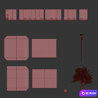 Paving and sidewalk 5 3D Model Vray