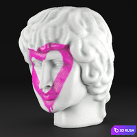 Plaster Head Antinous 3D Model Vray
