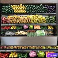 Showcase in a supermarket with fresh fruits and vegetables. Food 3D Model Corona
