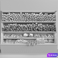 Showcase in a supermarket with fresh fruits and vegetables. Food 3D Model Corona