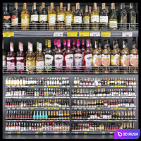 Wine store 3D Model Vray, Corona