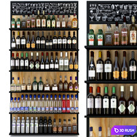 Showcase with alcohol in a supermarket 4. Wine 3D Model Corona