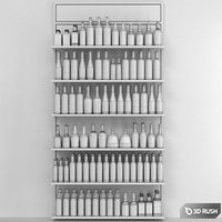 Showcase with alcohol in a supermarket 4. Wine 3D Model Corona