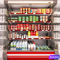 Market refrigerators 3D Model Vray, Corona