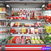 Market refrigerators 3D Model Vray, Corona
