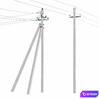 Power line post 3D Model Corona