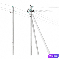 Power line post 3D Model Corona