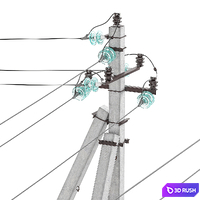 Power line post 3D Model Corona
