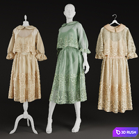 Dresses on a hanger and on mannequins 3D Model Corona