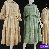 Dresses on a hanger and on mannequins 3D Model Corona