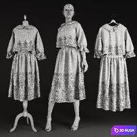Dresses on a hanger and on mannequins 3D Model Corona