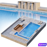 Pool 03 3D Model Vray, Corona