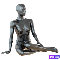 Female Black Mannequin Sitting On The Floor 65 3D Model Vray