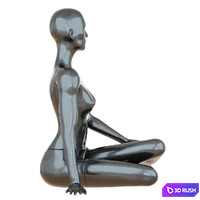 Female Black Mannequin Sitting On The Floor 65 3D Model Vray