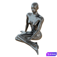 Female Black Mannequin Sitting On The Floor 65 3D Model Vray