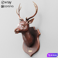 Wooden Deer 3D Model Vray, Corona