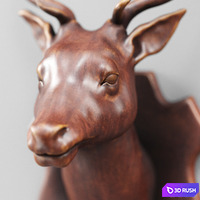 Wooden Deer 3D Model Vray, Corona