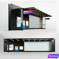 European Tram Stop 3D Model Corona