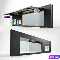 European Tram Stop 3D Model Corona