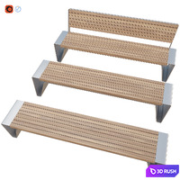Public bench RADIUM 2 3D Model Vray, Corona