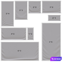 Banners (grommet) 3D Model Vray, Corona