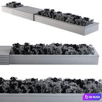 Urban Garden with bench 3D Model Vray, Corona