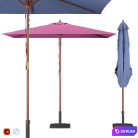 Garden Rectangular Parasol 3D Model Vray, Corona