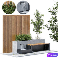Bench set 01 3D Model Vray, Corona