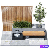 Bench set 01 3D Model Vray, Corona
