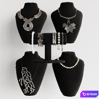Mannequins with choker and bracelets 3D Model Corona