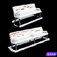 Benches Paris Adanat under the snow 3D Model Corona