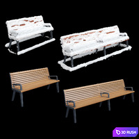 Benches Paris Adanat under the snow 3D Model Corona
