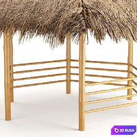 Bamboo gazebo for beach restaurant 3D Model Corona