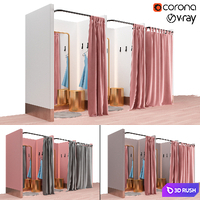 Fitting rooms 3D Model Vray, Corona