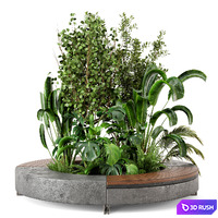 Outdoor Garden set bush and Tree - Garden Set 54 3D Model Vray, Corona