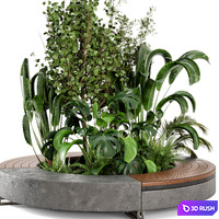 Outdoor Garden set bush and Tree - Garden Set 54 3D Model Vray, Corona
