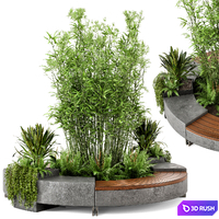 Outdoor Garden set bush and Tree - Garden Set 55 3D Model Vray, Corona