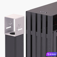 Trash Can Set 3D Model Vray, Corona