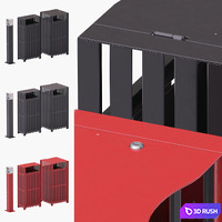 Trash Can Set 3D Model Vray, Corona