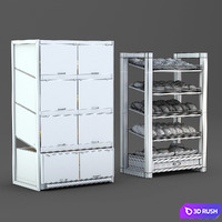 Bread racks with filling 3D Model Vray