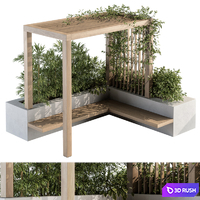 Roof Garden and Landscape Furniture with Pergola 04 3D Model Vray, Corona