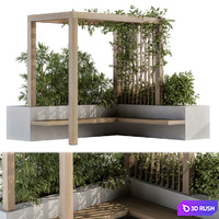 Roof Garden and Landscape Furniture with Pergola 04 3D Model Vray, Corona