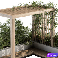 Roof Garden and Landscape Furniture with Pergola 04 3D Model Vray, Corona