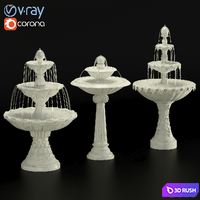 Classic Fountain Collection 3D Model Vray, Corona