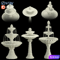 Classic Fountain Collection 3D Model Vray, Corona
