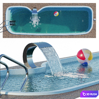 Narbonne composite pool with waterfall 3D Model Vray, Corona